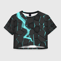 Футболка 3D укороченная женская Голубой неон, цвет: 3D-принт