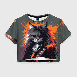 Женский топ Rocker Cat on a gray background - C-Cats collectio