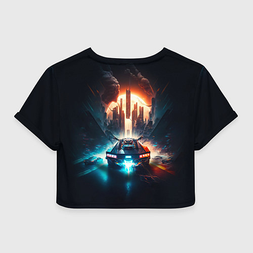 Женский топ Летающий автомобиль над городом будущего / 3D-принт – фото 2