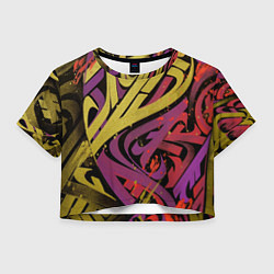 Футболка 3D укороченная женская Calligraphic style, цвет: 3D-принт