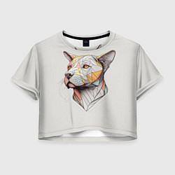 Футболка 3D укороченная женская Стилизованный пёс в геометрическом стиле 2, цвет: 3D-принт