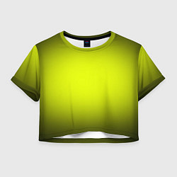 Футболка 3D укороченная женская Кислотный желтый с градиентом, цвет: 3D-принт