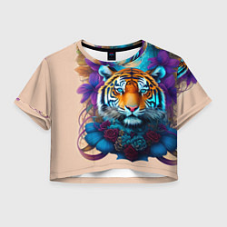 Футболка 3D укороченная женская Tiger tattoo - irezumi - art, цвет: 3D-принт