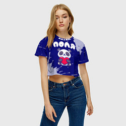 Футболка 3D укороченная женская Поля панда с сердечком, цвет: 3D-принт — фото 2