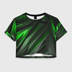 Футболка 3D укороченная женская Green black abstract, цвет: 3D-принт