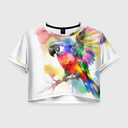 Женский топ Разноцветный акварельный попугай