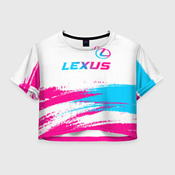 Футболка 3D укороченная женская Lexus neon gradient style: символ сверху, цвет: 3D-принт