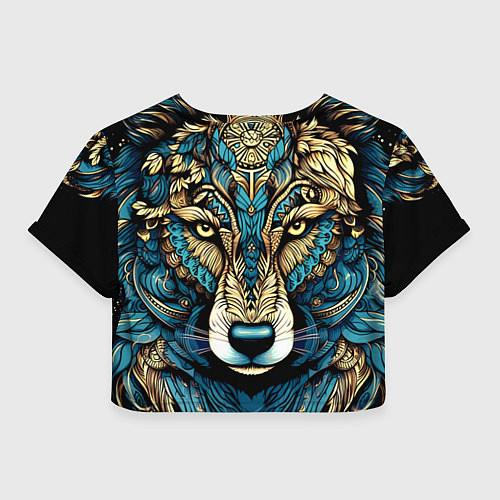 Женский топ Волк в бирюзовом орнаменте / 3D-принт – фото 2