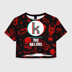 Футболка 3D укороченная женская The Killers rock glitch, цвет: 3D-принт