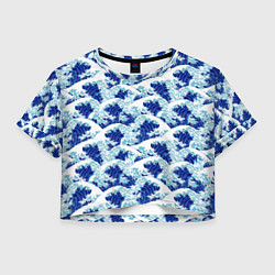 Женский топ Японские синие волны