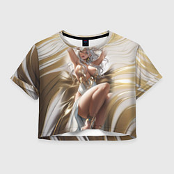 Футболка 3D укороченная женская Аниме блондинка с пышными формами, цвет: 3D-принт