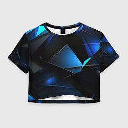 Футболка 3D укороченная женская Blue black texture, цвет: 3D-принт