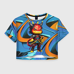 Женский топ Кроха-дракончик самурай - нейросеть