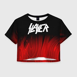 Футболка 3D укороченная женская Slayer red plasma, цвет: 3D-принт