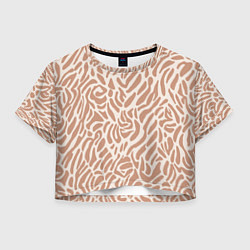 Футболка 3D укороченная женская Африканский пятнистый узор, цвет: 3D-принт