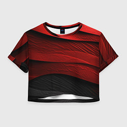 Футболка 3D укороченная женская Шероховатая красно-черная текстура, цвет: 3D-принт