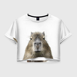 Футболка 3D укороченная женская Капибара пофигист, цвет: 3D-принт