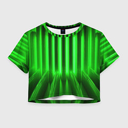 Футболка 3D укороченная женская Зеленые неоновый световой фон, цвет: 3D-принт