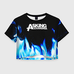 Футболка 3D укороченная женская Asking Alexandria blue fire, цвет: 3D-принт