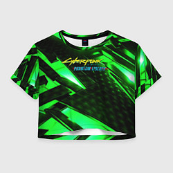 Футболка 3D укороченная женская Cyberpunk 2077 phantom liberty neon green, цвет: 3D-принт