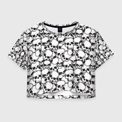 Футболка 3D укороченная женская Черепа - смерть, цвет: 3D-принт