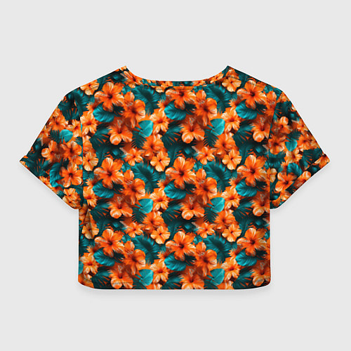 Женский топ Оранжевые цветы гавайские / 3D-принт – фото 2