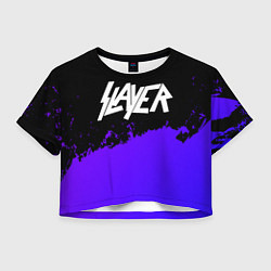 Футболка 3D укороченная женская Slayer purple grunge, цвет: 3D-принт