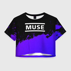 Футболка 3D укороченная женская Muse purple grunge, цвет: 3D-принт