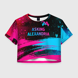 Футболка 3D укороченная женская Asking Alexandria - neon gradient: символ сверху, цвет: 3D-принт