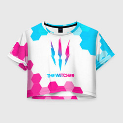 Футболка 3D укороченная женская The Witcher neon gradient style, цвет: 3D-принт