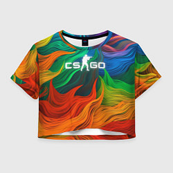 Футболка 3D укороченная женская Cs Go Logo Color, цвет: 3D-принт