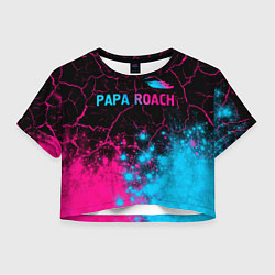 Футболка 3D укороченная женская Papa Roach - neon gradient: символ сверху, цвет: 3D-принт