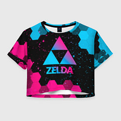 Футболка 3D укороченная женская Zelda - neon gradient, цвет: 3D-принт