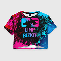 Футболка 3D укороченная женская Limp Bizkit - neon gradient, цвет: 3D-принт