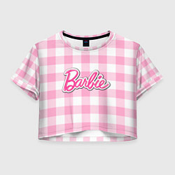 Женский топ Барби лого розовая клетка