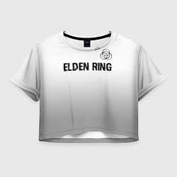 Футболка 3D укороченная женская Elden Ring glitch на светлом фоне: символ сверху, цвет: 3D-принт