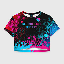 Футболка 3D укороченная женская Red Hot Chili Peppers - neon gradient: символ свер, цвет: 3D-принт
