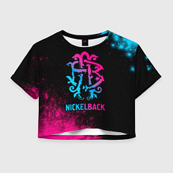 Футболка 3D укороченная женская Nickelback - neon gradient, цвет: 3D-принт