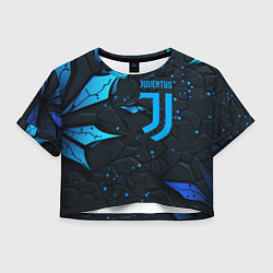 Футболка 3D укороченная женская Juventus abstract blue logo, цвет: 3D-принт