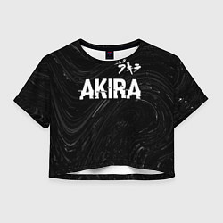 Футболка 3D укороченная женская Akira glitch на темном фоне: символ сверху, цвет: 3D-принт