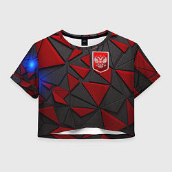 Футболка 3D укороченная женская Красный герб РФ, цвет: 3D-принт