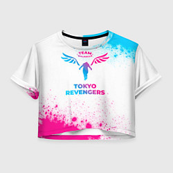 Футболка 3D укороченная женская Tokyo Revengers neon gradient style, цвет: 3D-принт