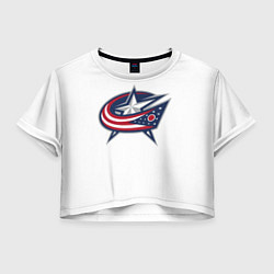 Футболка 3D укороченная женская Columbus blue jackets - Sergey Bobrovsky, цвет: 3D-принт