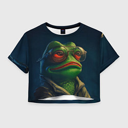 Футболка 3D укороченная женская Pepe frog, цвет: 3D-принт