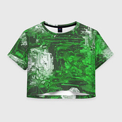Футболка 3D укороченная женская Киберпанк заражение зелёное, цвет: 3D-принт