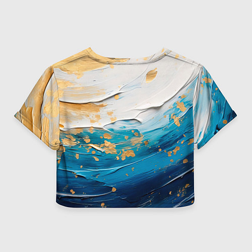 Женский топ Белый, синий, золотой импасто абстракция / 3D-принт – фото 2