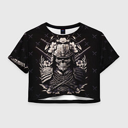 Футболка 3D укороченная женская Дух японского самурая, цвет: 3D-принт