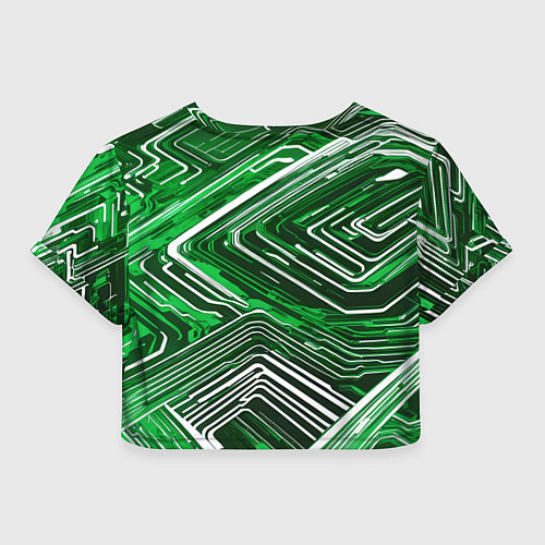 Женский топ Кибер линии Зелёный-белый / 3D-принт – фото 2