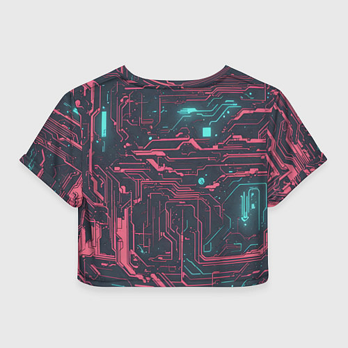 Женский топ Кибер схемы Розовый и голубой / 3D-принт – фото 2