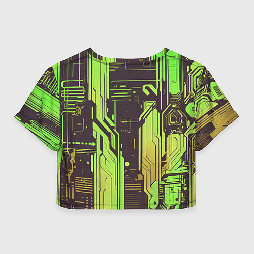 Женский топ Кибер схемы кислотно-зелёные / 3D-принт – фото 2